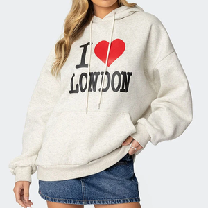 Sudadera con capucha holgada personalizada para mujer, con estampado puff y serigrafía, estilo urbano, de peso pesado, al por mayor, OEM, de moda - Product Image 6