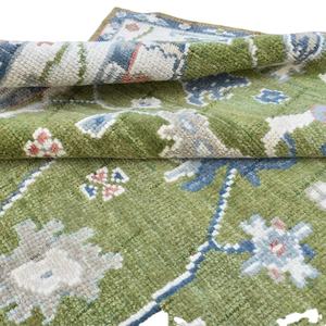 Alfombra Oushak de Lana/Seda de Alta Calidad, Diseño Turco, Patrón Geométrico, Pelo Medio, Base de Yute, Ecológica, Juego de Alfombras - Product Image 1