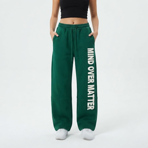 Women Baggy <b>Puff</b> Printing Fleece Sweatpants Casual 100% Cotton Women's Sweatpants Mid Drawstring Waist Oversize Ladies Joggers - Product Image 6