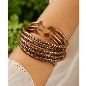 Relic Nordic Viking Pure Copper <b>Torque</b> <b>Bracelet</b> Primitive Hand-Etched Paddle-Tip Open Bangle - Product Image 1