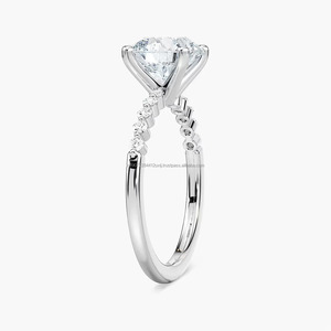 Anillo de Compromiso y Boda para Mujer, Minimalista, con Diamante Cultivado en Laboratorio, Certificado IGI, Corte Redondo de 2 Quilates, Oro Blanco de 14k - Product Image 2