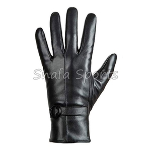 Guantes Largos de Piel de Oveja Genuina, Estilo Liso Negro, Venta al Por Mayor, para Actividades al Aire Libre - Product Image 4