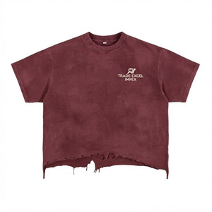 เสื้อยืดทรงบ็อกซี่ผ้าฝ้ายหนานุ่มรักษ์โลก แบรนด์ Trade Excel Impex Custom Streetwear Apparel รุ่น Distressed Hem แขนสั้น - Product Image 3