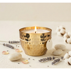 Luxury Scented Soy Wax <b>Candle</b> in Hammered Metal Jar with Lid Handmade Silver Stainless Steel <b>Candle</b> Vessel In <b>Cheap</b> Price - Product Image 5