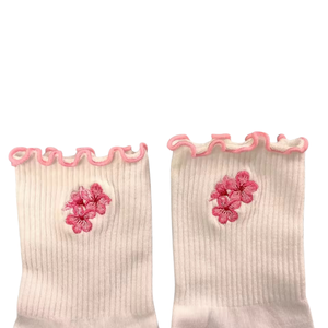 Wholesale Ruffle Custom Printed Cotton Non <b>Slip</b> Pair Woman Cute Pilates Yoga Socks - Product Image 5