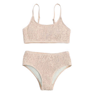 Ensemble bikini tricoté 2 pièces pour femme, motif floral, haut en maille taille haute, maillot de bain extensible, logo sur le devant, léger et séchage rapide - Product Image 5