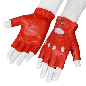 Guantes de cuero de medio Dedo de piel de oveja de primera calidad unisex invierno transpirable casual uso al aire libre OEM personalizado disponible para uso diario - Product Image 1