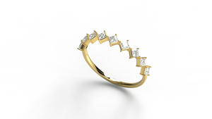 Bague en or 18 carats avec diamants, coupe princesse en zigzag, alliance éternité minimaliste, bagues de mariage empilables, bijoux fins pour femmes - Product Image 2