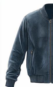 High Quality Men's Leather <b>Jacket</b> Stand Collar Zipper Closure - Product Image 5