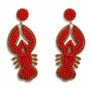 Pendientes Colgantes de Moda Rizir, Hechos a Mano, Chapados en Oro de 14K, con Cuentas y Bordados de Langosta, Joyería para Mujer, Estilo Resort - Product Image 3