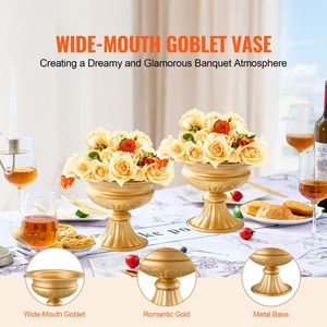 Set di 10 Vasi Metallici Dorati Alti 16cm/6,3 Pollici per Composizioni Floreali, Supporto Espositivo per Decorazioni Tavoli Matrimoniali - Product Image 1