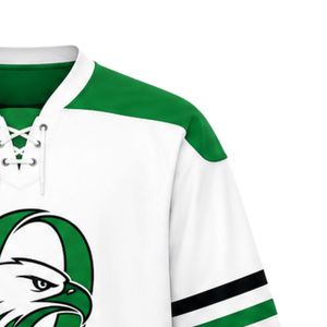 White Green Sublimation Ice Hockey Jersey Long Sleeve Sports Team Uniform Match Shirt Outdoor Training Wear <b>Athletic</b> Hockey - Product Image 6