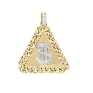 Colgante Piramidal Chapado en Oro con Diamantes y Símbolo de Dólar, Amuleto con Temática Hiphop para Hombre, Uso Diario - Product Image 1