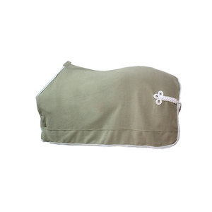 Olive Green Cotton Horse Rug With White Trim And <b>Rope</b> Detail - Product Image 1