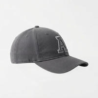 Casquette de baseball unisexe grise avec lettre A brodée en 3D sur le panneau avant, casquette décontractée ajustée à 6 panneaux