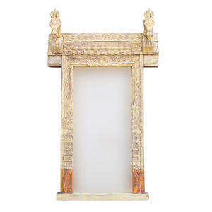 Haswani Handicrafts Wooden Horse Carved Brushed/Polished Mirror <b>Frame</b> Solid Wood Vintage Wall Rustic Handmade Indian Decorative - Product Image 1