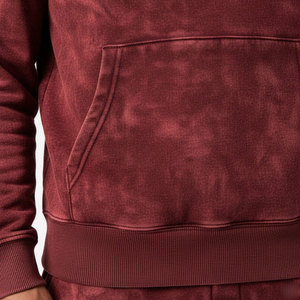 Ensemble de survêtement homme personnalisé avec logo, bordeaux délavé, respirant, écologique, en molleton épais, style streetwear vintage - Product Image 4