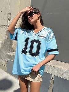 Camiseta de Fútbol Americano Personalizada para Mujer, Estilo Oversize, Transpirable, con Logotipo Cosido e Impreso - Product Image 3