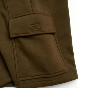 Shorts cargo marron uni pour homme, taille mi-haute, élastique, respirant, en coton, style décontracté avec poches - Product Image 5