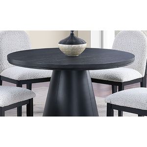 Tavolo da Pranzo Rotondo Unico con Base in Legno Nero a Forma di Cono, Stile Moderno e Casual - Product Image 6