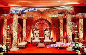 Dhanush-Mandap de fibra de Dhanush para boda, fibra tallada, exquisita, de color dorado, para escenario, nuevo - Product Image 3