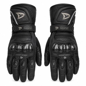 2026 Racing Gloves Full Finger Leather Black Adjustable Wrist <b>Strap</b> Hook And Loop Closure Riding Protection - Product Image 1