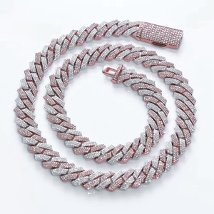 925 <b>Silver</b> Cuban Link <b>Chain</b> Necklace Lab-Grown Certified Diamond Two Tone Rose Gold Finish Iced Out Hip Hop Jewelry for <b>Men</b> - Product Image 6