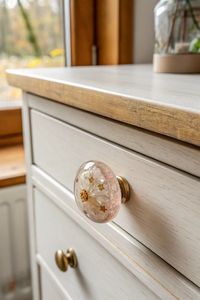 Boutons de porte en bois naturel et résine, poignées de tiroir de placard faites à la main, quincaillerie décorative pour armoire - Product Image 4