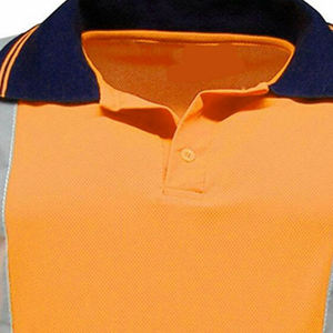 High Visibility Men's <b>Polo</b> Shirt <b>Orange</b> Reflective Safety Workwear Short Sleeve Quick Dry Knitted Fabric Casual Style - Product Image 4