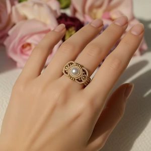 Elegante Anillo de Macramé con Piedra Lunar Crema - Joyería de Piedras Preciosas de Estilo Náutico Trenzada a Mano con Certificación IGI para Exportación al por Mayor | - Product Image 1