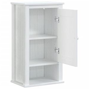 Armoire murale de salle de bain en bois de pin massif et métal, couleur blanche, étagères de salle de bain - Product Image 4