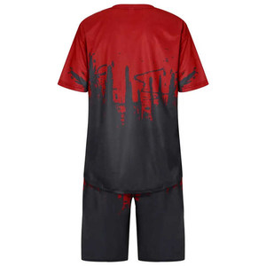 Nouveautés Vêtements pour Hommes Ensemble d'été 2 pièces en coton uni décontracté respirant tricoté T-shirt et short imprimé personnalisé - Product Image 2