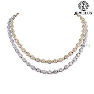 JEWELUX Moissanite Popcorn <b>Chain</b> <b>Necklace</b> 925 Silver Rhodium Plated Luxury Choker Unisex Everyday Wear From India - Product Image 3