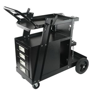 Carrello per saldatura a 2 livelli con 4 cassetti, ruote girevoli a 360 gradi, capacità di carico 120 kg, contenitore per bombole e catene di sicurezza per lo stoccaggio - Product Image 1
