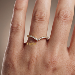 925 Silver Lab Grown Diamond Engagement Wedding Band Chevron Curved <b>Stacking</b> <b>Ring</b> Wishbone Style Guard Band Women Zyorio Gift - Product Image 4