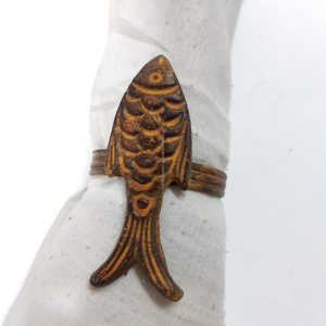 Rond de serviette en laiton, aluminium, métal, vintage, design oriental, coulé, pour fêtes, mariages, noël, table - Product Image 6