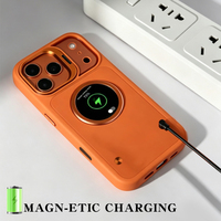Coque de téléphone personnalisée en silicone avec anneau magnétique, badge électronique LED, antichoc, étanche, compatible avec la charge sans fil pour iPhone 17/18 Pro Max