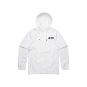 Veste coupe-vent blanche à capuche pour homme, imperméable, respirante, en polyester, style décontracté, avec logo imprimé sur le devant, style printemps - Product Image 4