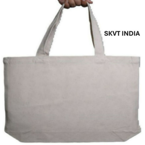 Customized Logo Organic 100% Cotton Tote Bag Eco-Friendly Recyclable Grocery Shopping Bag Natural Beige Hand Length Handle - Product Image 5