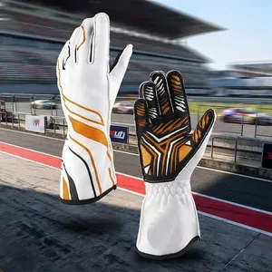 Gants de course unisexes à doigts entiers, blancs et orange, antidérapants, en PU, pour sports de plein air, fermeture à enfiler - Product Image 4