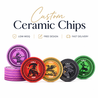 Jetons de poker en céramique personnalisés, forme ronde polie pour un glissement fluide sur la table et différents niveaux de sessions de jeu amateur