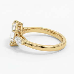 Bague de fiançailles classique pour femme en or jaune 18 carats, style panier tulipe à taille hexagonale, diamant de laboratoire certifié IGI, clarté F VVS2 - Product Image 3