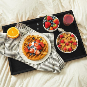 Elegant Solid Wood <b>Serving</b> <b>Tray</b> with Polished Floral Finish Commercial Grade for Refined Home and Hotel Presentation - Product Image 2
