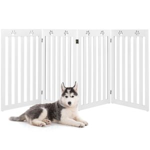4 Porte per Animali Domestici Bianche con Cerniera a 360 Gradi, Gabbia Solida in Legno e Plastica con Motivo Animale per Uso Esterno per Pecore, Polli, Uccelli, Maiali, Gatti - Product Image 1