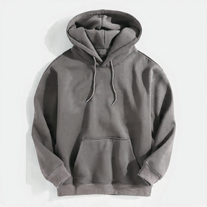 Sweat à capuche classique en coton pour l'automne, en molleton épais avec poche kangourou, coupe oversize, couleur unie, avec logo personnalisé - Product Image 1