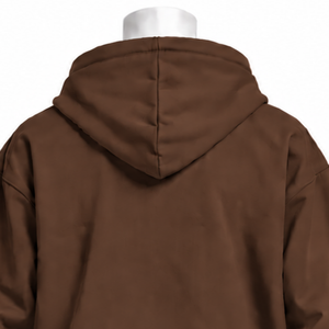 Chocolate Brown Indus Embroidered <b>Hoodie</b> Floral Stitch Design Kangaroo Pocket Relaxed Fit Casual Streetwear Winter Pullover - Product Image 4