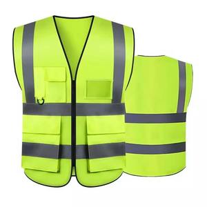 Gilet de travail unisexe haute visibilité bleu en polyester réfléchissant avec plusieurs poches, gilet de sécurité - Product Image 3