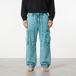 Custom Design Men's Acid Wash Cargo Joggers Cotton <b>Oversized</b> <b>Sweatpants</b> Baggy Loose Fit Multi Pocket Streetwear Casual Trousers - Product Image 1