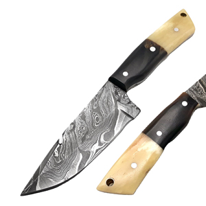 Cuchillo de Caza Hecho a Mano de Acero Inoxidable, Hoja Fija de Espiga Completa, Cuchillo Táctico para Supervivencia al Aire Libre, Camping y Bushcraft, con Funda de Cuero - Product Image 6