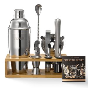 Juego de Coctelería de 10 Piezas de Acero Inoxidable, Kit de Barman con Soporte de Bambú, Mezclador, Cuchara, Agitador de Martini para Cócteles - Product Image 1